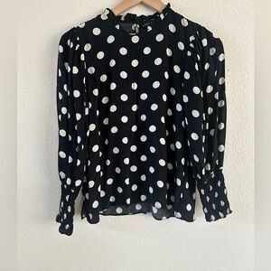 Zara Black and White Polka Dot Blouse